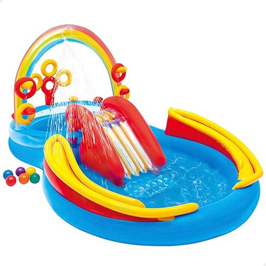 Intex - Centro de juegos hinchable: arco iris, 428 litros, 297 x 193 x 135 cm (57453)